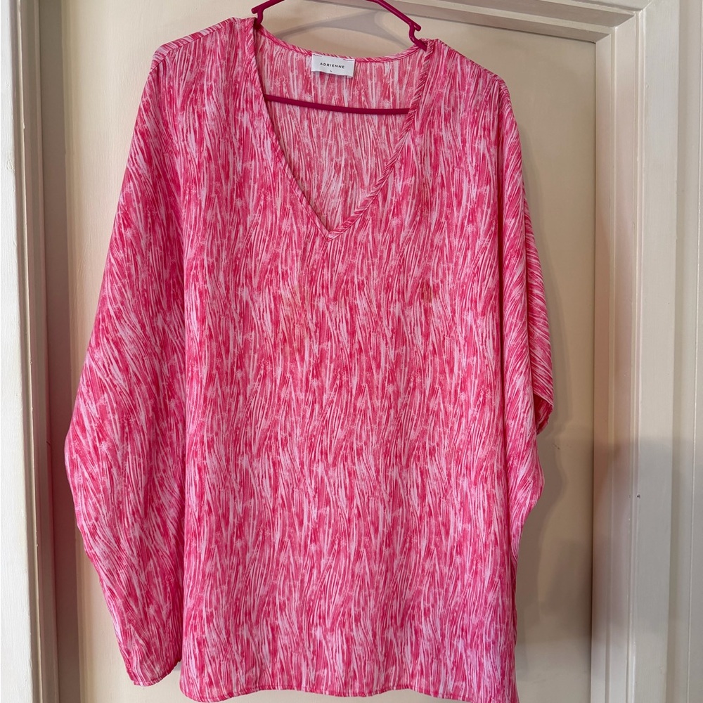 Adrienne Pink and White Textured Top